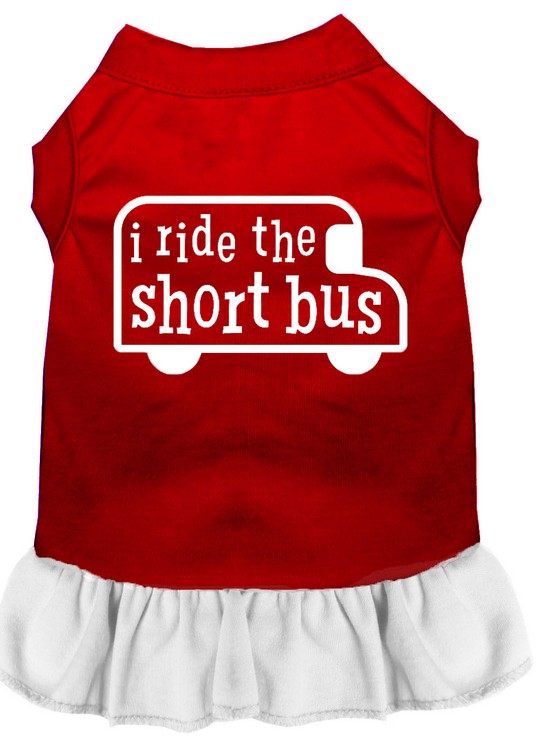 I ride the short bus Screen Print Dress Red with White Med